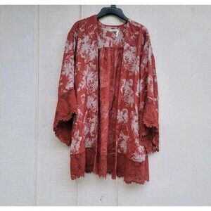 Kimchi Blue floral lace detail  open front bohemian kimono cardigan sz S